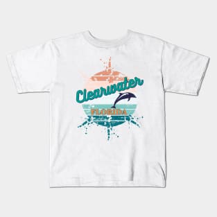 Clearwater Florida Exploding retro sunset Kids T-Shirt